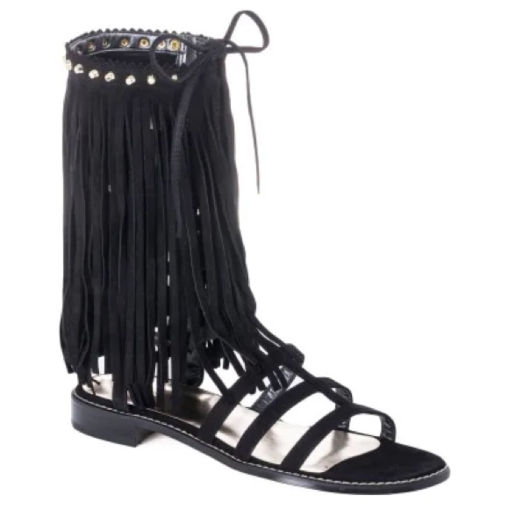 STUART WEITZMAN FRINGE BENEFIT SANDALS SZ 7
